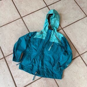 Kids Teal Hooded Rain Jacket